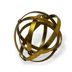 Decorative Gold Metal Orb Folding 6" Round Home Decor Accent Piece